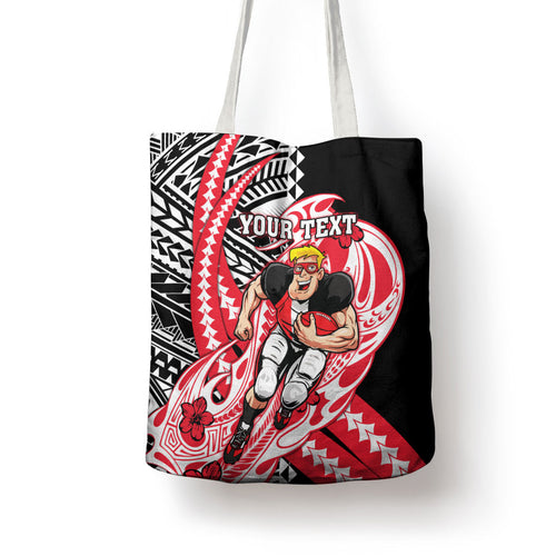 Personalized St Kilda Saints Tote Bag Polynesian Tribal Saint Mascot With Hibiscus Floral Art