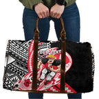 Personalized St Kilda Saints Travel Bag Polynesian Tribal Saint Mascot With Hibiscus Floral Art