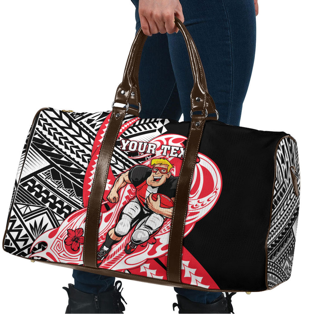 Personalized St Kilda Saints Travel Bag Polynesian Tribal Saint Mascot With Hibiscus Floral Art