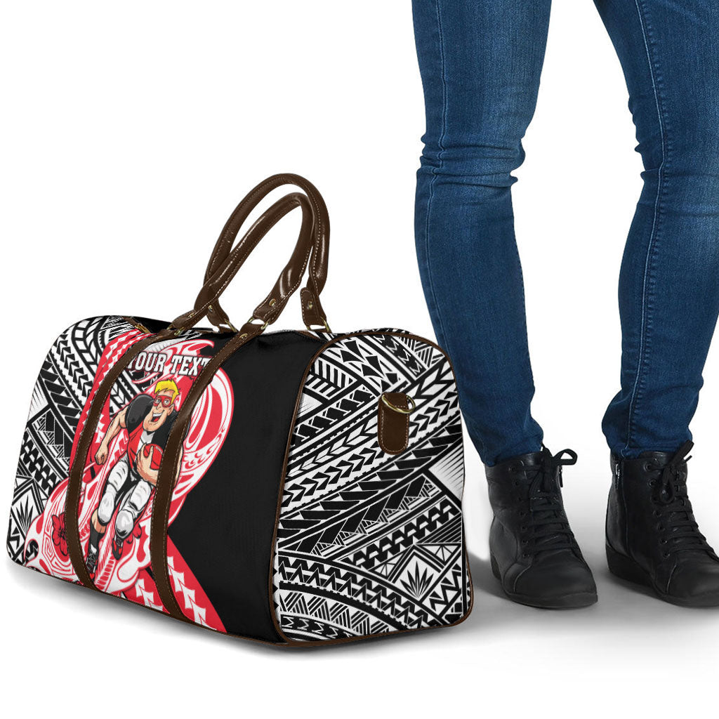 Personalized St Kilda Saints Travel Bag Polynesian Tribal Saint Mascot With Hibiscus Floral Art