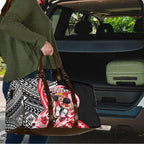 Personalized St Kilda Saints Travel Bag Polynesian Tribal Saint Mascot With Hibiscus Floral Art