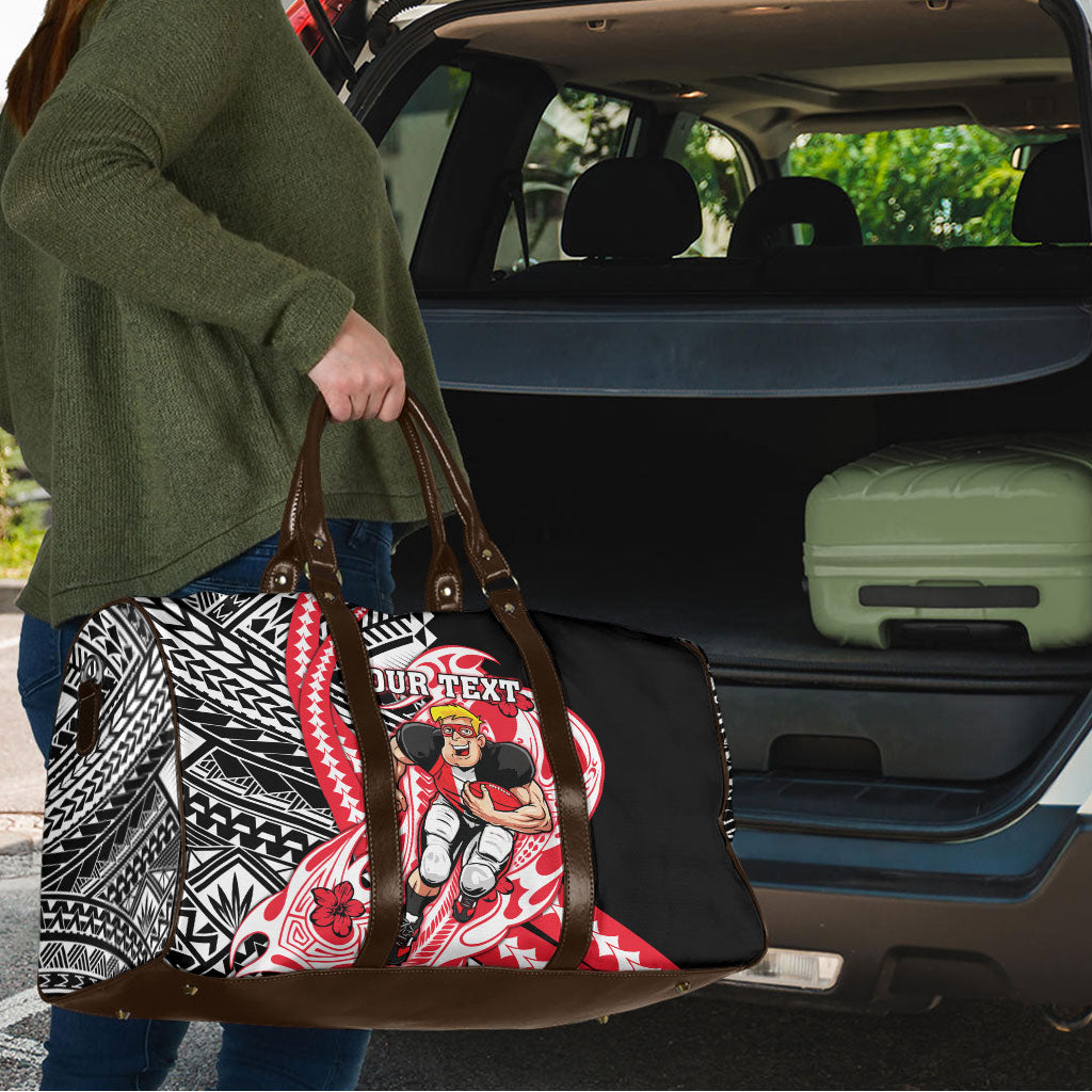 Personalized St Kilda Saints Travel Bag Polynesian Tribal Saint Mascot With Hibiscus Floral Art