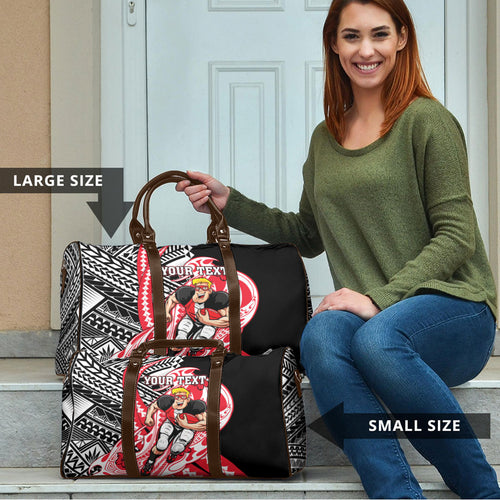Personalized St Kilda Saints Travel Bag Polynesian Tribal Saint Mascot With Hibiscus Floral Art