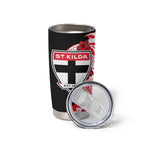 Personalized St Kilda Saints Tumbler Cup Polynesian Tribal Saint Mascot With Hibiscus Floral Art