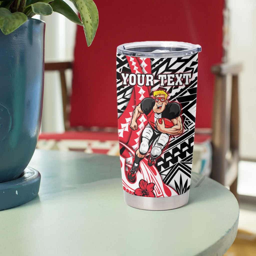 Personalized St Kilda Saints Tumbler Cup Polynesian Tribal Saint Mascot With Hibiscus Floral Art