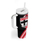 Personalized St Kilda Saints Tumbler With Handle Polynesian Tribal Saint Mascot With Hibiscus Floral Art