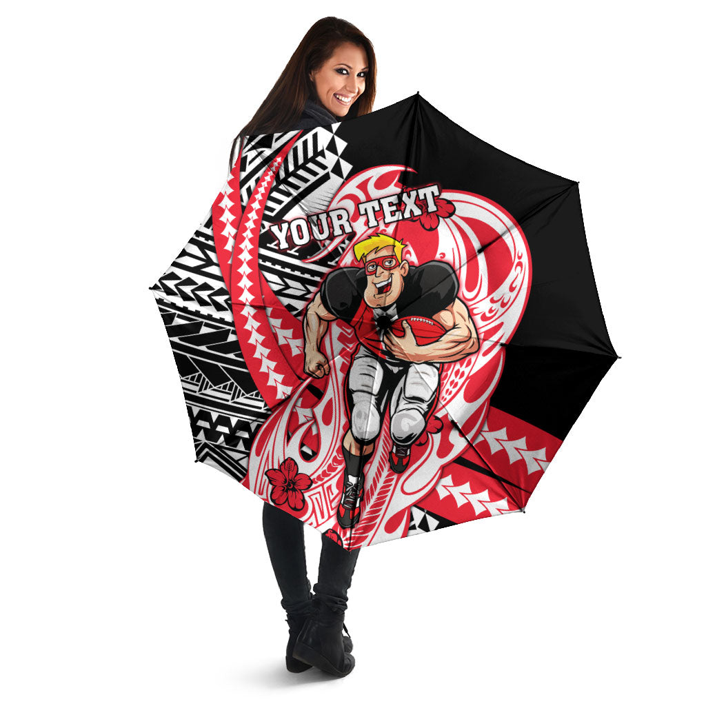 Personalized St Kilda Saints Umbrella Polynesian Tribal Saint Mascot With Hibiscus Floral Art