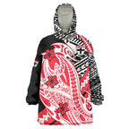 Personalized St Kilda Saints Wearable Blanket Hoodie Polynesian Tribal Saint Mascot With Hibiscus Floral Art
