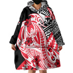 Personalized St Kilda Saints Wearable Blanket Hoodie Polynesian Tribal Saint Mascot With Hibiscus Floral Art
