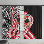 Personalized St Kilda Saints Window Curtain Polynesian Tribal Saint Mascot With Hibiscus Floral Art