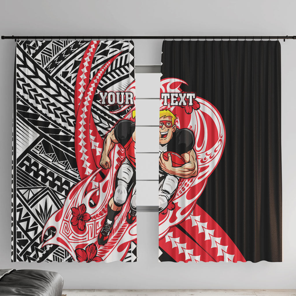 Personalized St Kilda Saints Window Curtain Polynesian Tribal Saint Mascot With Hibiscus Floral Art