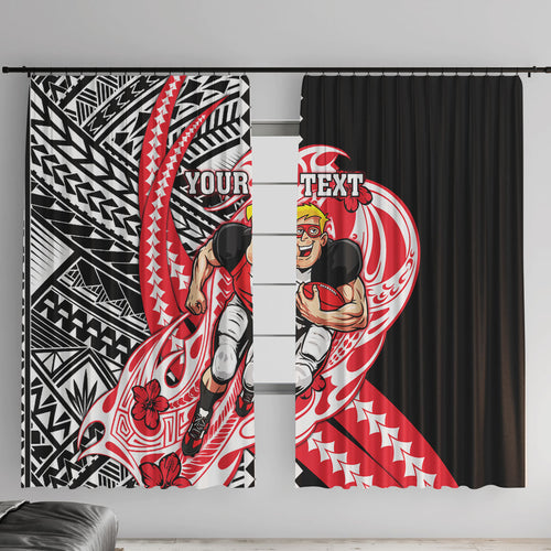 Personalized St Kilda Saints Window Curtain Polynesian Tribal Saint Mascot With Hibiscus Floral Art