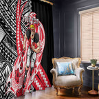 Personalized St Kilda Saints Window Curtain Polynesian Tribal Saint Mascot With Hibiscus Floral Art