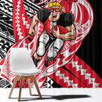 Personalized St Kilda Saints Window Curtain Polynesian Tribal Saint Mascot With Hibiscus Floral Art