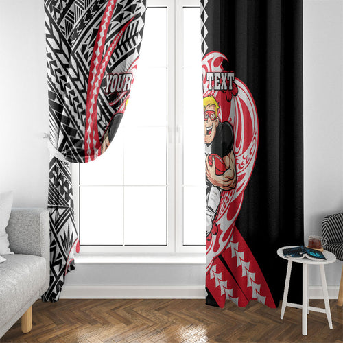 Personalized St Kilda Saints Window Curtain Polynesian Tribal Saint Mascot With Hibiscus Floral Art