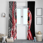 Personalized St Kilda Saints Window Curtain Polynesian Tribal Saint Mascot With Hibiscus Floral Art