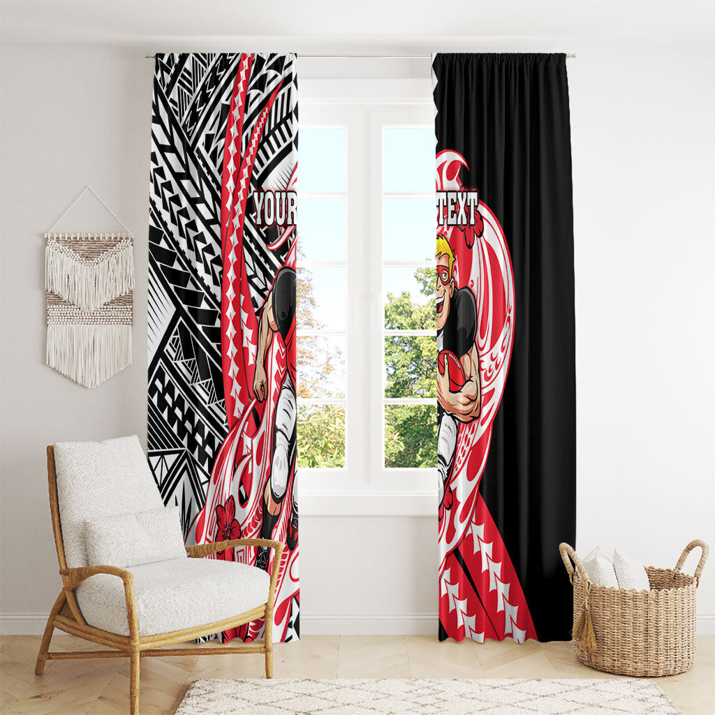 Personalized St Kilda Saints Window Curtain Polynesian Tribal Saint Mascot With Hibiscus Floral Art