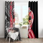 Personalized St Kilda Saints Window Curtain Polynesian Tribal Saint Mascot With Hibiscus Floral Art