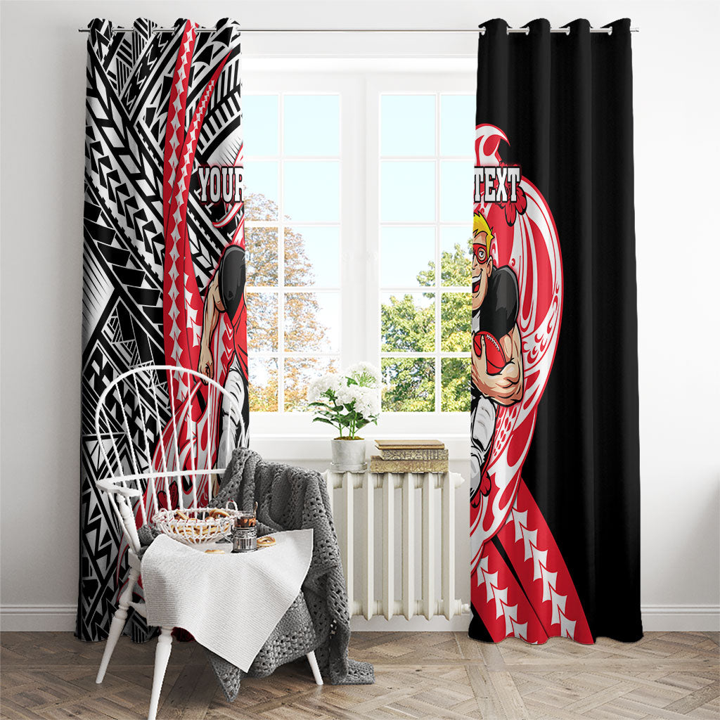 Personalized St Kilda Saints Window Curtain Polynesian Tribal Saint Mascot With Hibiscus Floral Art