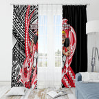 Personalized St Kilda Saints Window Curtain Polynesian Tribal Saint Mascot With Hibiscus Floral Art