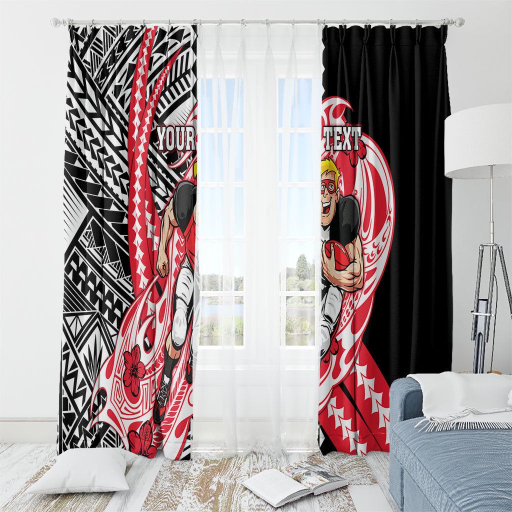 Personalized St Kilda Saints Window Curtain Polynesian Tribal Saint Mascot With Hibiscus Floral Art