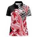 Personalized St Kilda Saints Women Polo Shirt Polynesian Tribal Saint Mascot With Hibiscus Floral Art