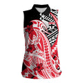 Personalized St Kilda Saints Women Sleeveless Polo Shirt Polynesian Tribal Saint Mascot With Hibiscus Floral Art