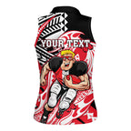 Personalized St Kilda Saints Women Sleeveless Polo Shirt Polynesian Tribal Saint Mascot With Hibiscus Floral Art
