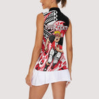 Personalized St Kilda Saints Women Sleeveless Polo Shirt Polynesian Tribal Saint Mascot With Hibiscus Floral Art