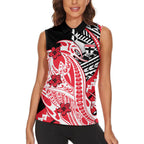 Personalized St Kilda Saints Women Sleeveless Polo Shirt Polynesian Tribal Saint Mascot With Hibiscus Floral Art