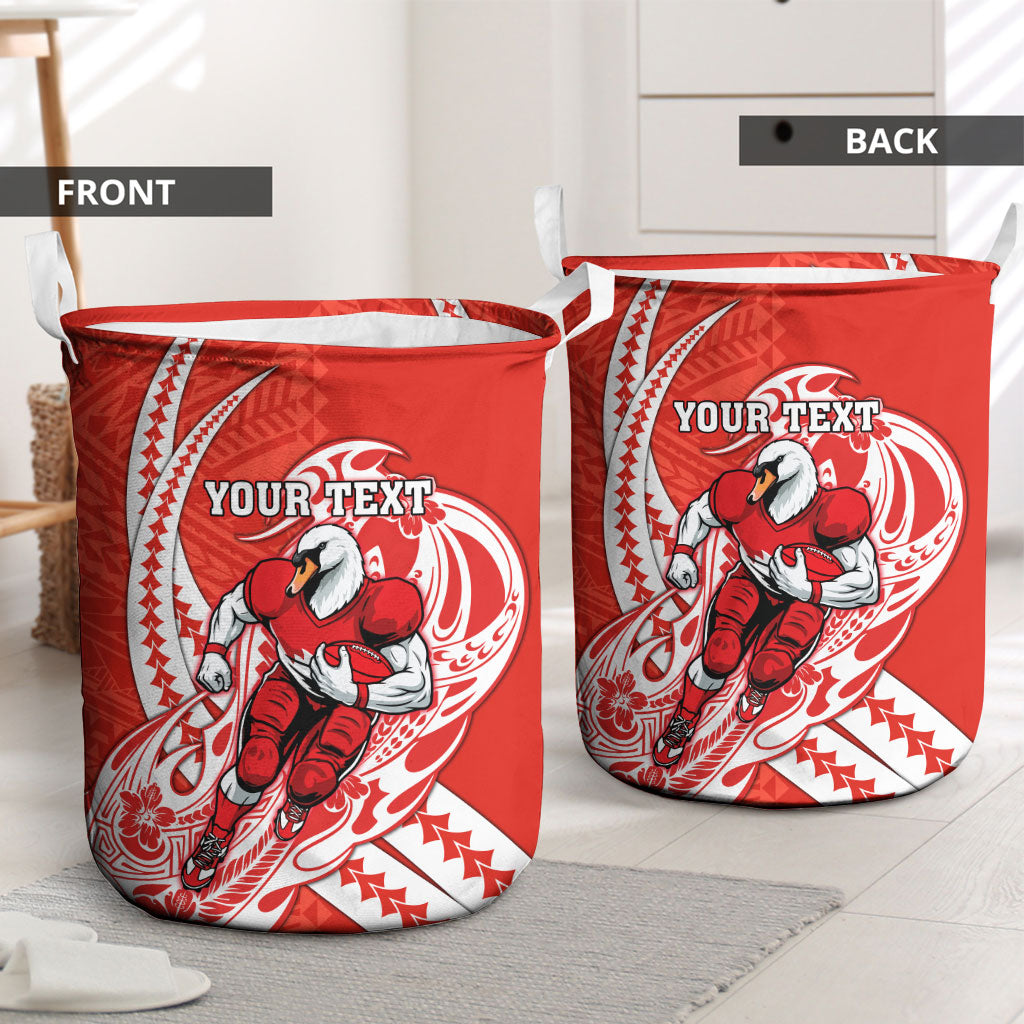 Personalized Sydney Swans Laundry Basket Polynesian Tribal Swan Mascot With Hibiscus Floral Art