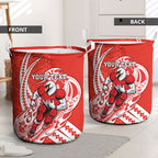 Personalized Sydney Swans Laundry Basket Polynesian Tribal Swan Mascot With Hibiscus Floral Art