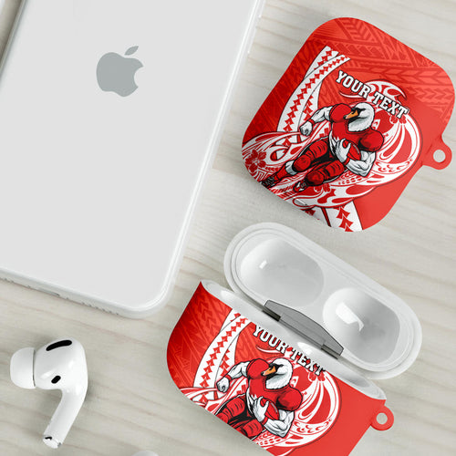 Personalized Sydney Swans AirPods Case Polynesian Tribal Swan Mascot With Hibiscus Floral Art