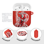 Personalized Sydney Swans AirPods Case Polynesian Tribal Swan Mascot With Hibiscus Floral Art