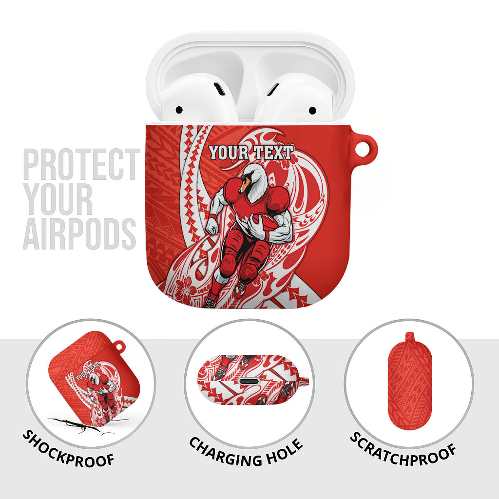 Personalized Sydney Swans AirPods Case Polynesian Tribal Swan Mascot With Hibiscus Floral Art