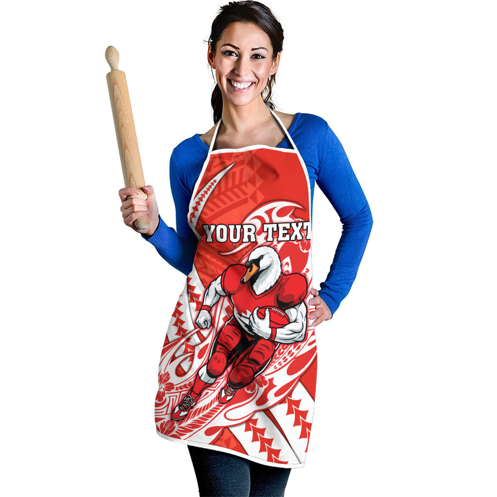 Personalized Sydney Swans Apron Polynesian Tribal Swan Mascot With Hibiscus Floral Art