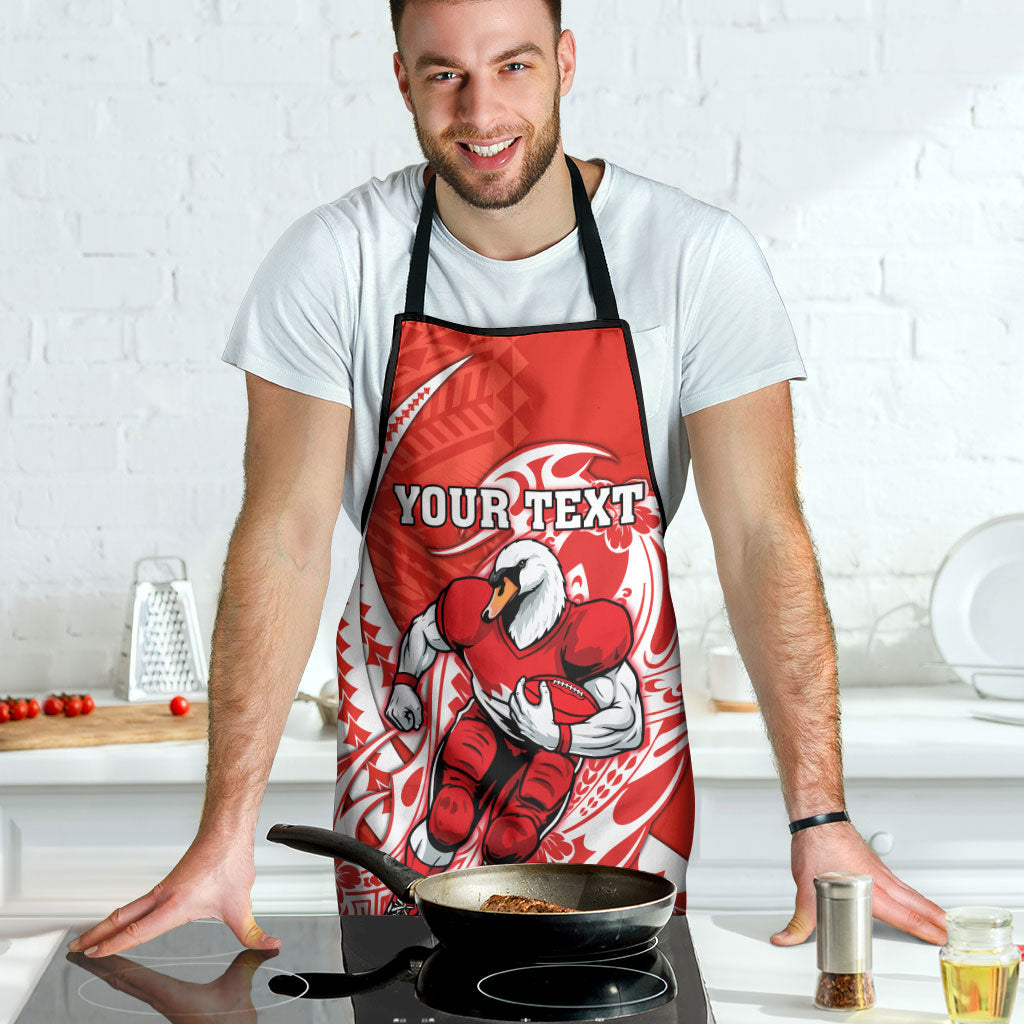 Personalized Sydney Swans Apron Polynesian Tribal Swan Mascot With Hibiscus Floral Art