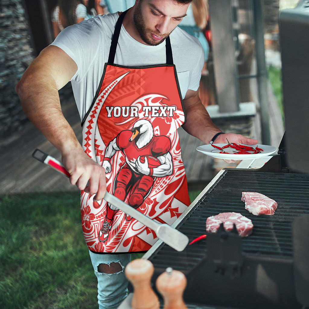 Personalized Sydney Swans Apron Polynesian Tribal Swan Mascot With Hibiscus Floral Art