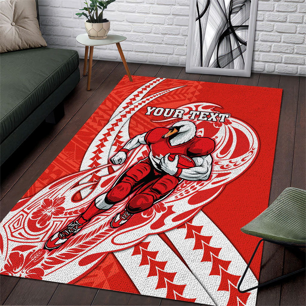 Personalized Sydney Swans Area Rug Polynesian Tribal Swan Mascot With Hibiscus Floral Art
