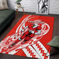 Personalized Sydney Swans Area Rug Polynesian Tribal Swan Mascot With Hibiscus Floral Art