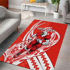 Personalized Sydney Swans Area Rug Polynesian Tribal Swan Mascot With Hibiscus Floral Art