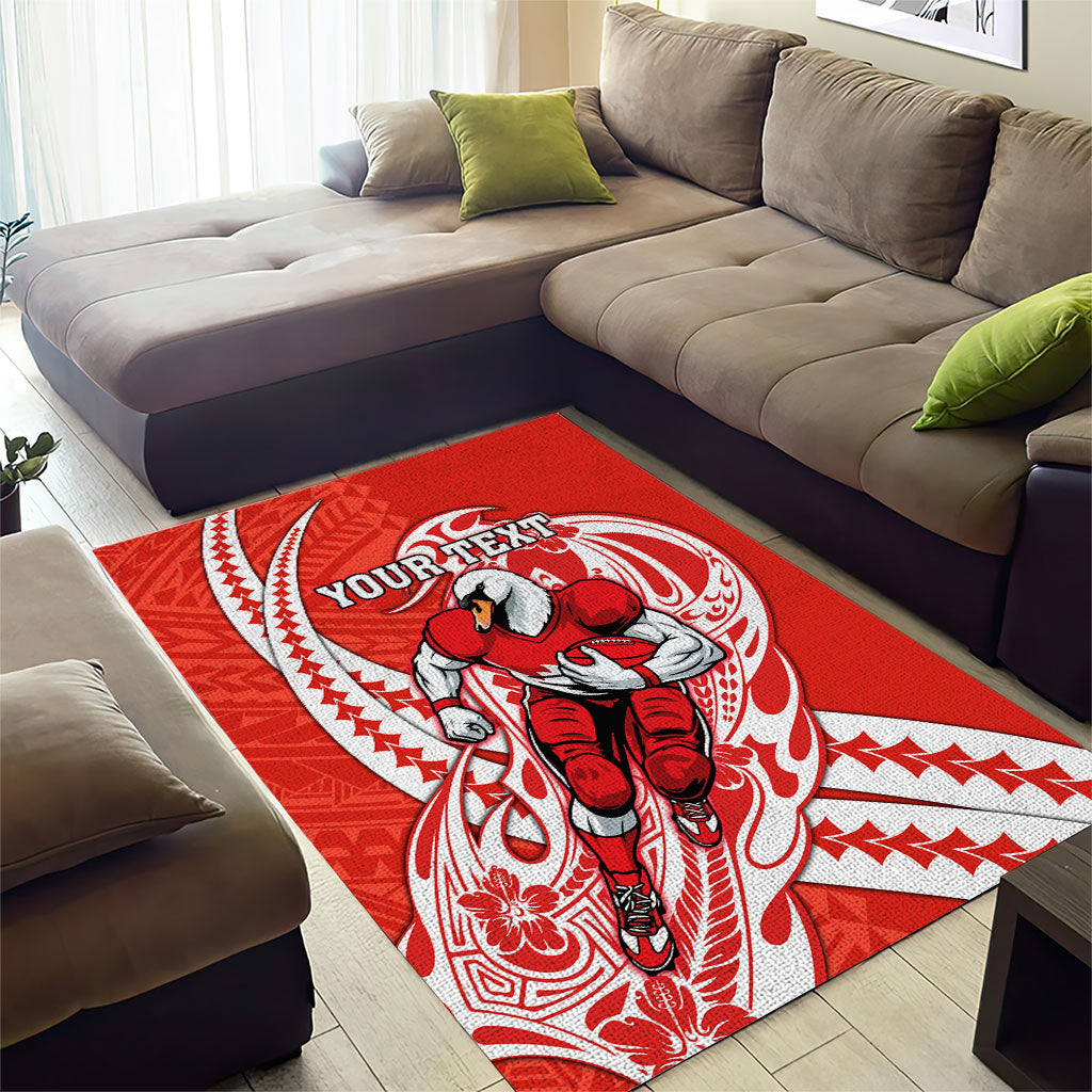 Personalized Sydney Swans Area Rug Polynesian Tribal Swan Mascot With Hibiscus Floral Art