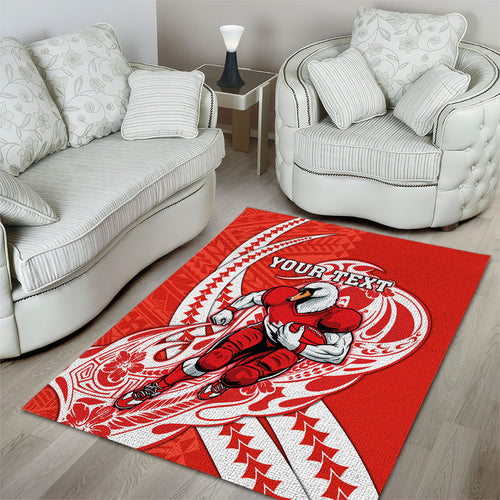 Personalized Sydney Swans Area Rug Polynesian Tribal Swan Mascot With Hibiscus Floral Art