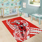 Personalized Sydney Swans Area Rug Polynesian Tribal Swan Mascot With Hibiscus Floral Art