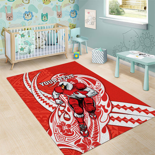 Personalized Sydney Swans Area Rug Polynesian Tribal Swan Mascot With Hibiscus Floral Art
