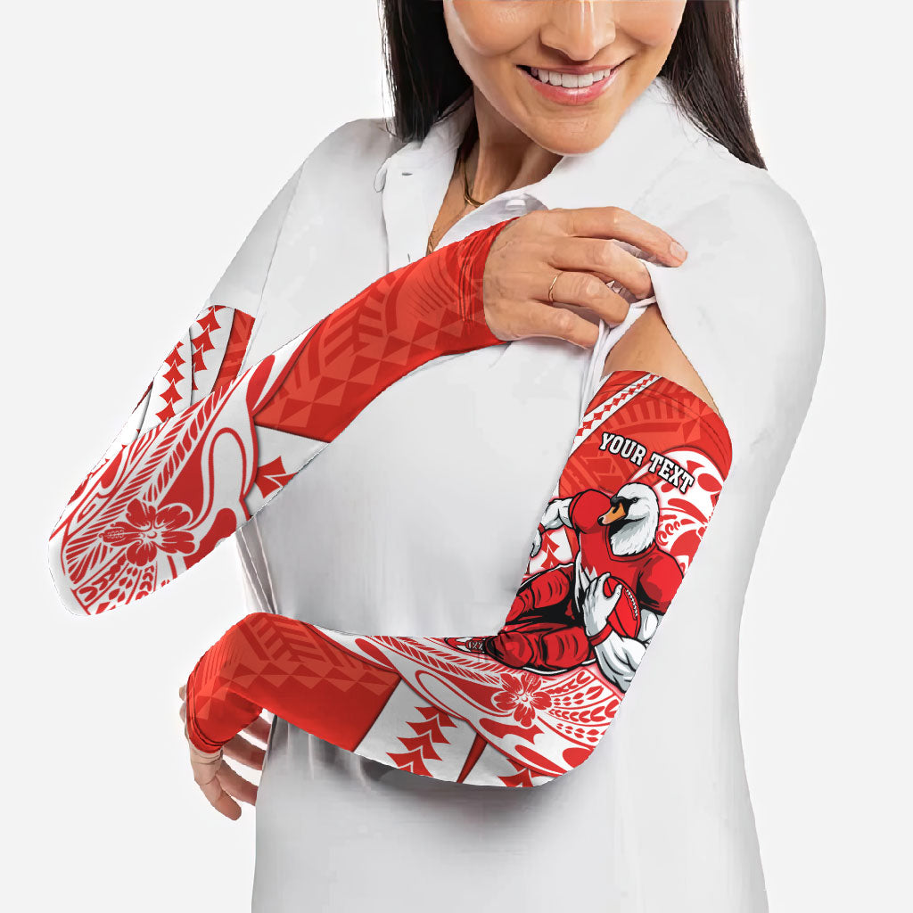 Personalized Sydney Swans Arm Sleeves Polynesian Tribal Swan Mascot With Hibiscus Floral Art
