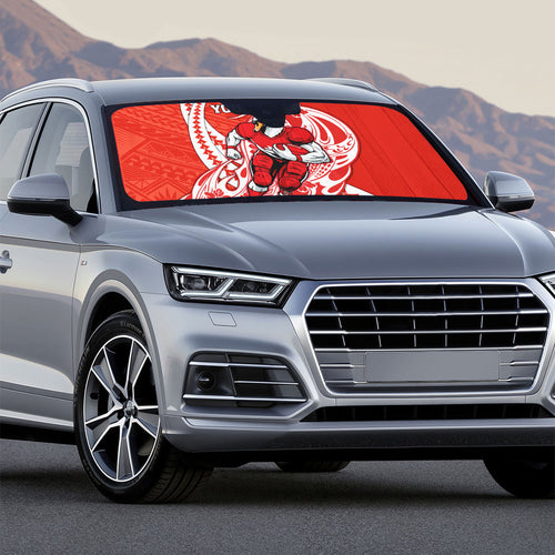 Personalized Sydney Swans Auto Sun Shade Polynesian Tribal Swan Mascot With Hibiscus Floral Art