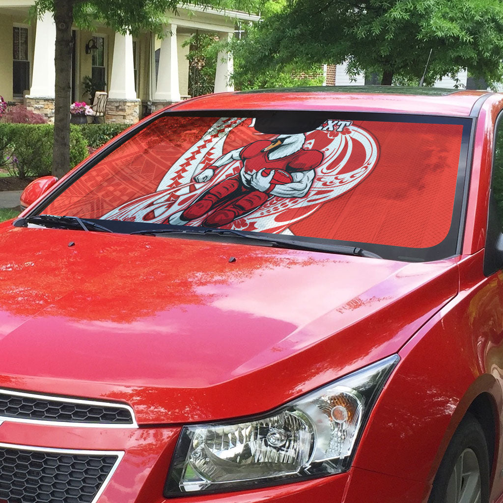 Personalized Sydney Swans Auto Sun Shade Polynesian Tribal Swan Mascot With Hibiscus Floral Art