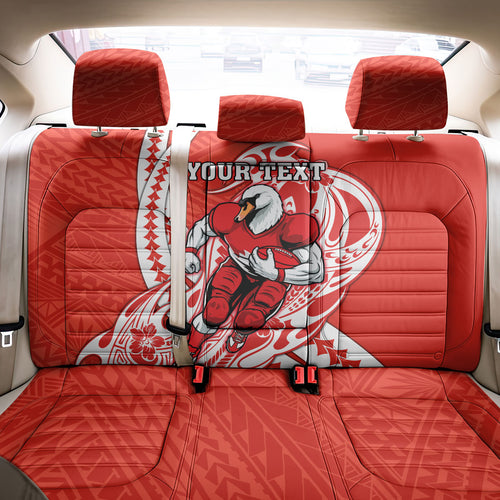 Personalized Sydney Swans Back Car Seat Cover Polynesian Tribal Swan Mascot With Hibiscus Floral Art