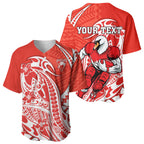 Personalized Sydney Swans Baseball Jersey Polynesian Tribal Swan Mascot With Hibiscus Floral Art
